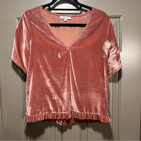 Madewell Velvet Tulip Sleeve Top size small - Picture 2 of 8